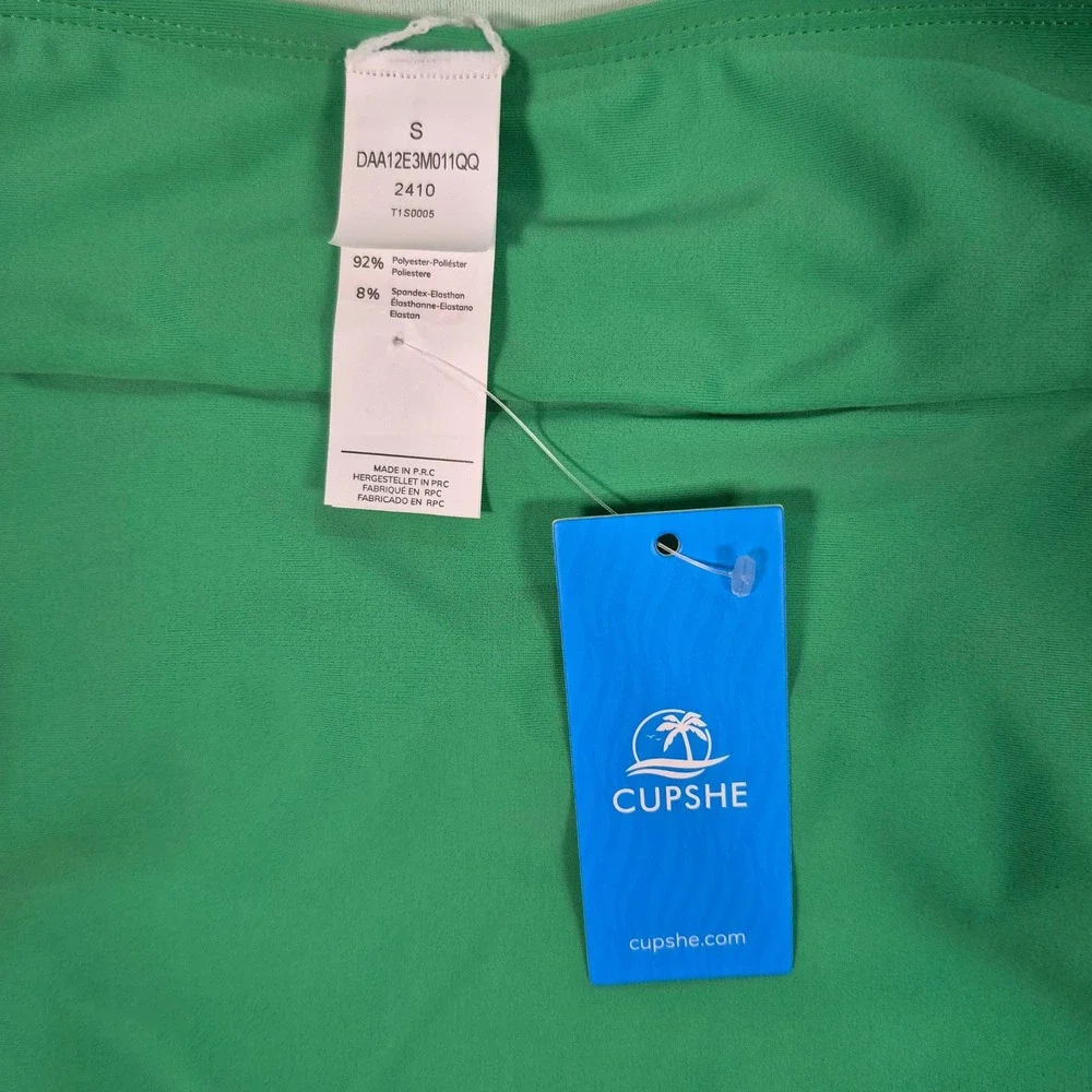 Cupshe Green Ruched Halter One Piece Swimsuit Tummy Control Padded Size‎ S New